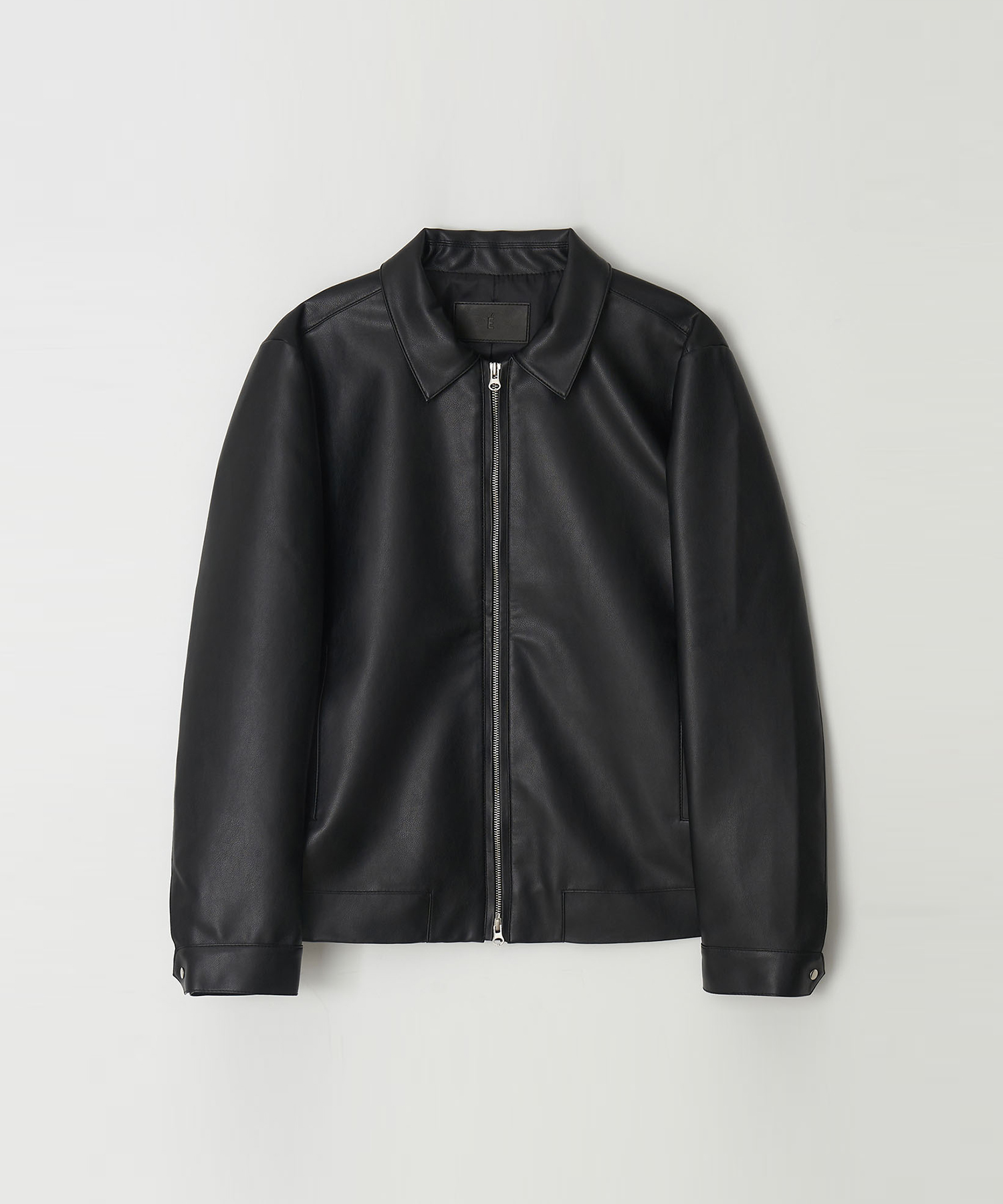 Basic Collar Leather Jacket_Black